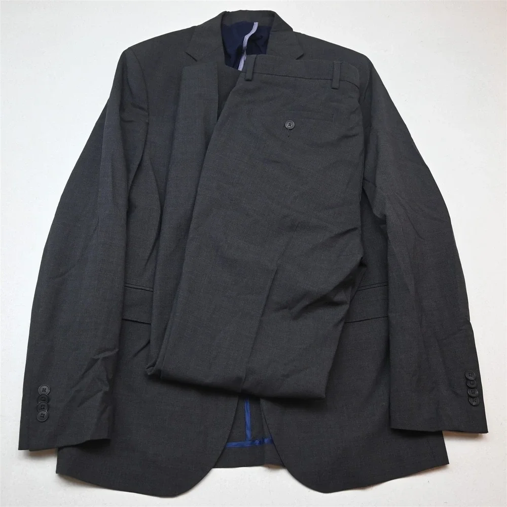 Cole Haan 40L 34x34 Gray Grand OS Slim Soft Shoulder Mens Jacket Pants Suit